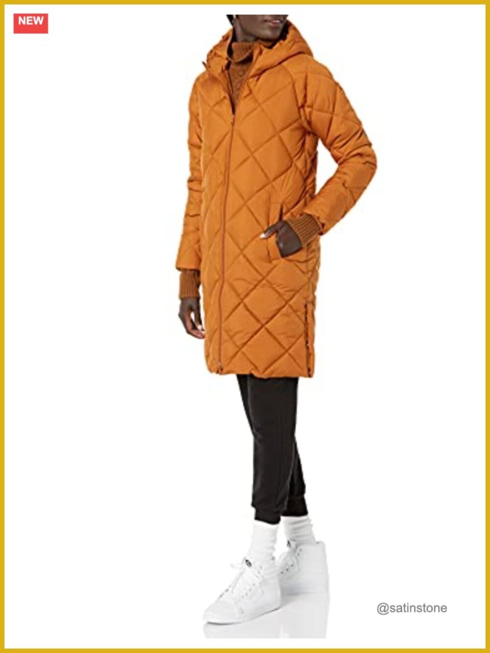 Heavyweight Diamond Quilted Knee Length Winter Puffer Coat